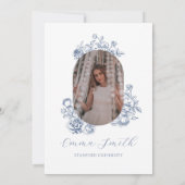 Modern Blue Toile Graduation Photo Announcement 招待状 (裏面)