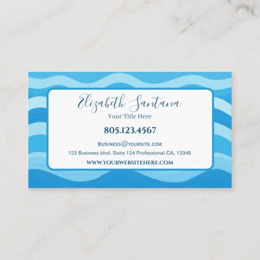 Modern Blue Vector Waves 名刺 (裏面)