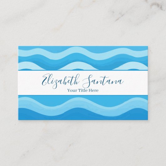 Modern Blue Vector Waves 名刺 (正面)