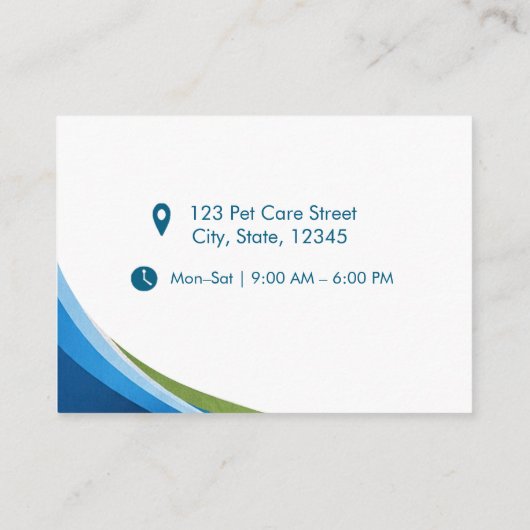 Modern Blue Veterinarian & Pet Clinic Customizable 名刺 (裏面)