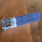 Modern Blue Water Audit Firm Custom Logo Desk  デスクネームプレート (側面)