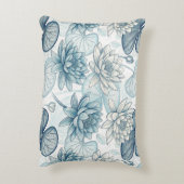 Modern Blue Water Lilies Monet Style アクセントクッション (裏面(縦))