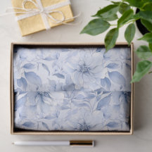 Modern Blue Watercolor Floral Pattern 