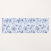 Modern Blue Watercolor Floral Pattern Name ヨガマット (正面(横))