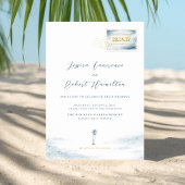 Modern Blue Watercolor Stamp Wedding Invitation 招待状