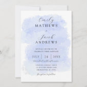 Modern Blue Watercolor Texture Wedding 招待状 (正面)