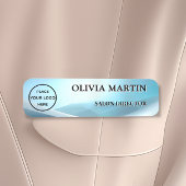 Modern Blue Wave Magnetic Name Badge Custom 名札