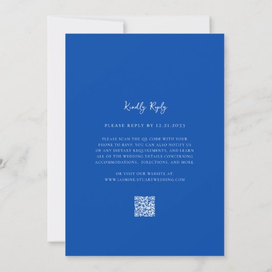 Modern Blue Wedding Website QR Code Invitation 招待状 (裏面)