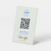 Modern Blue & White Business Review QR Code 台座サイン (正面)