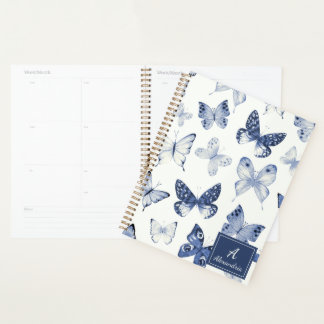 Modern Blue & White Butterfly  プランナー手帳