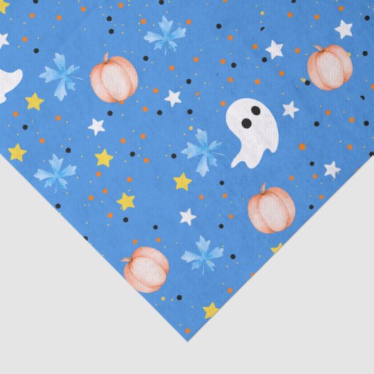 Modern Blue White Cute Halloween Boo Ghost 薄葉紙 (詳細)