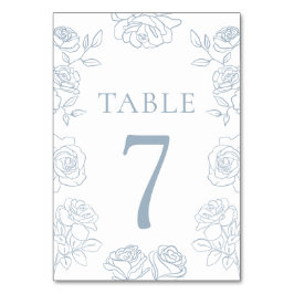 Modern Blue & White French Roses Wedding テーブルナンバー