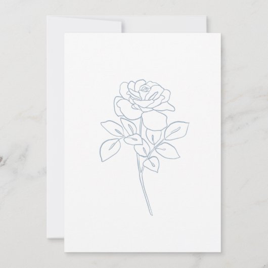 Modern Blue & White French Roses Wedding 招待状 (裏面)