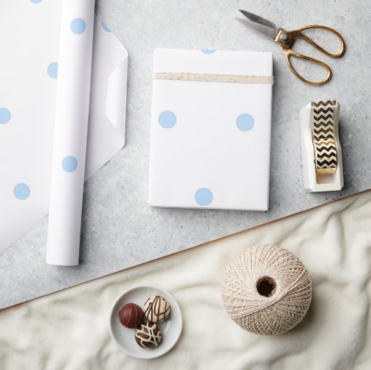 Modern Blue & White Polka Dots Pattern ラッピングペーパー (クラフト)