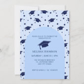 Modern Blue White Script Photo Graduation Party   招待状 (裏面)