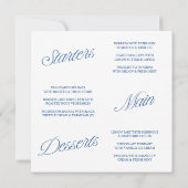 Modern Blue & White Script Wedding Menu Card 招待状 (裏面)