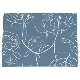 Modern Blue Wildflower  ラージペーパーバッグ