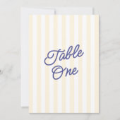  Modern Blue & Yellow Striped Wedding Table Number 招待状 (正面)