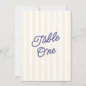  Modern Blue & Yellow Striped Wedding Table Number 招待状 (裏面)
