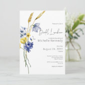 Modern Blue & Yellow Wildflowers Bridal Luncheon 招待状 (スタンド正面)