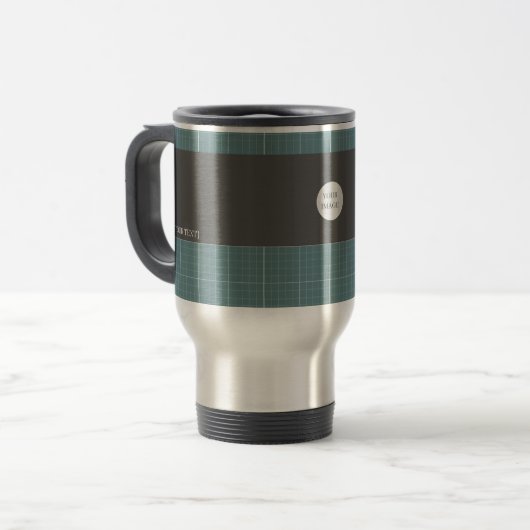 Modern Blueprint Grid Insulated Travel Mug TM01 トラベルマグ (正面左)