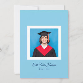 Modern Blues & White High School Photo Grad 案内状