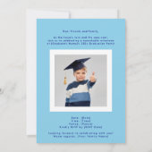 Modern Blues & White High School Photo Grad 案内状 (裏面)