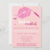 Modern Blush And Hot Pink Girls Night Botox Party 招待状 (正面)