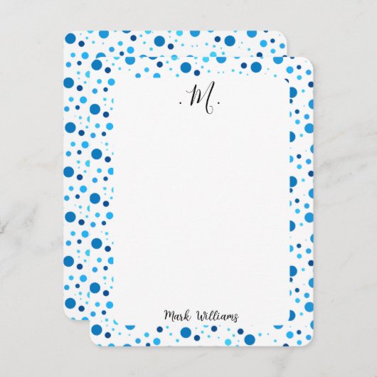 Modern Blush and Navy Blue ノートカード (正面/裏面)