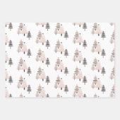Modern Blush and Neutral Christmas Tree ラッピングペーパーシート (正面)