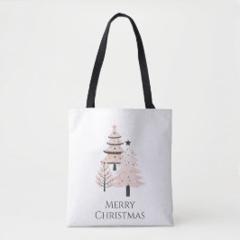 Modern Blush and Neutral Christmas Tree Tote Bag トートバッグ