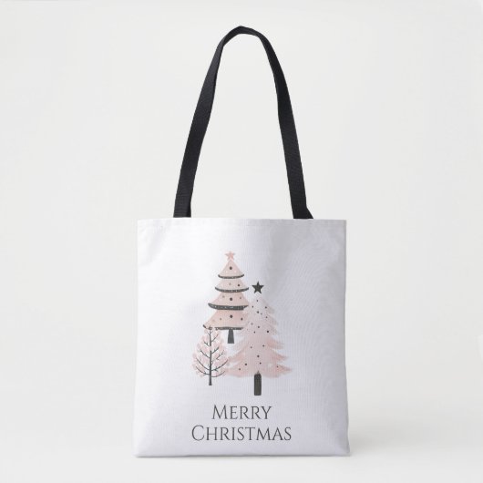Modern Blush and Neutral Christmas Tree Tote Bag トートバッグ (正面)