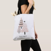 Modern Blush and Neutral Christmas Tree Tote Bag トートバッグ (クローズアップ)