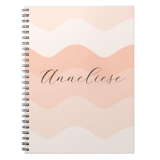 Modern Blush and Peach Waves Personalized ノートブック