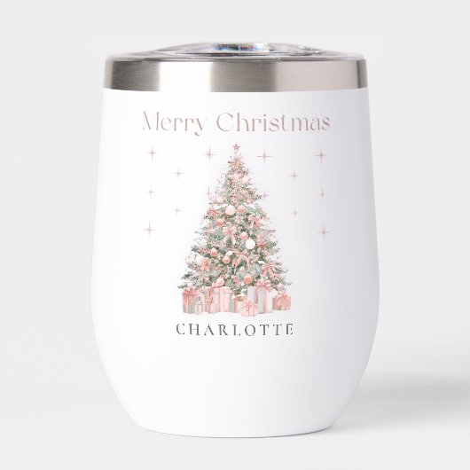 Modern Blush Christmas Tree – Personalized Holiday (正面)