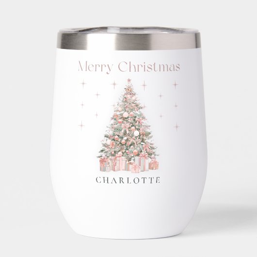 Modern Blush Christmas Tree – Personalized Holiday (背面)