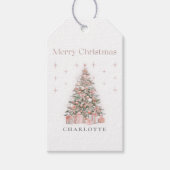 Modern Blush Christmas Tree – Personalized Holiday ギフトタグ (正面)