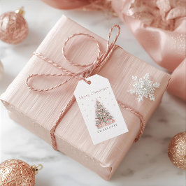 Modern Blush Christmas Tree – Personalized Holiday ギフトタグ