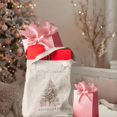 Modern Blush Christmas Tree Personalized Holiday  トートバッグ