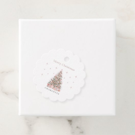 Modern Blush Christmas Tree – Personalized Holiday フェイバータグ (インサイチュ)