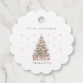 Modern Blush Christmas Tree – Personalized Holiday フェイバータグ (裏面)