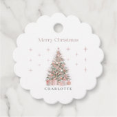 Modern Blush Christmas Tree – Personalized Holiday フェイバータグ (正面)