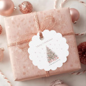 Modern Blush Christmas Tree – Personalized Holiday フェイバータグ
