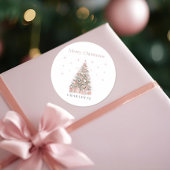Modern Blush Christmas Tree – Personalized Holiday ラウンドシール