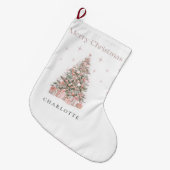 Modern Blush Christmas Tree Personalized Stocking ラージクリスマスストッキング (正面 (吊り時))
