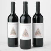Modern Blush Christmas Tree Wine Label ワインラベル (ボトル)