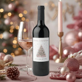 Modern Blush Christmas Tree Wine Label ワインラベル