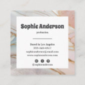 Modern Blush & Cream Marble Square Business Card スクエア名刺 (裏面)