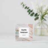 Modern Blush & Cream Marble Square Business Card スクエア名刺 (スタンド正面)