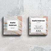 Modern Blush & Cream Marble Square Business Card スクエア名刺